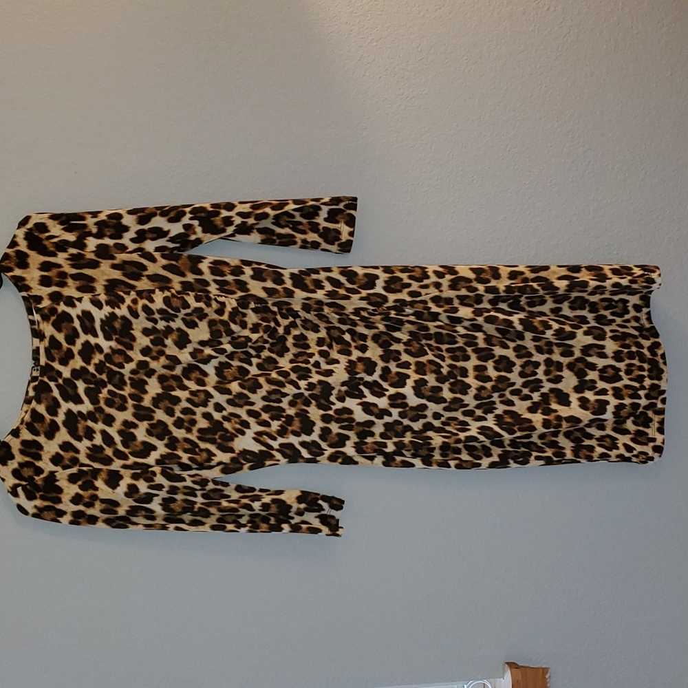 Jennifer Lopez Leopard Print 3/4 Sleeve Dress